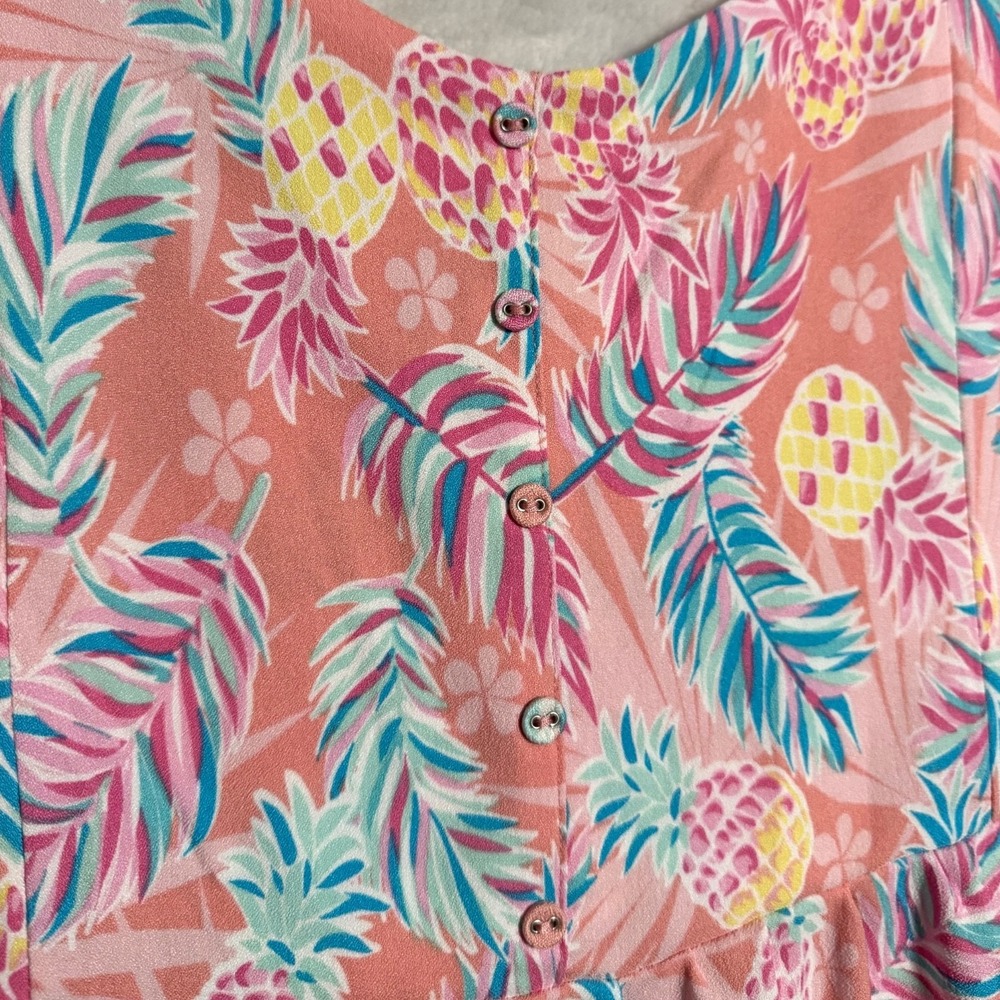 NWT Simply Southern Pineapple Print Midi Dress Size XXL Smocked Back Tiered Boho - Picture 6 of 14